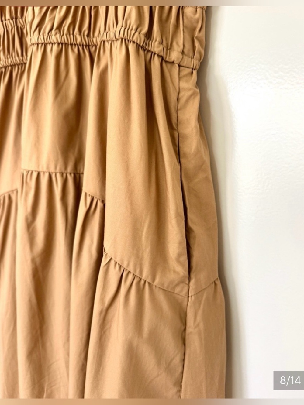 Marea by Liz Joy Jane in Camel Solid Cotton Midi Dress Small $268 Worn Once EUC - Picture 8 of 10